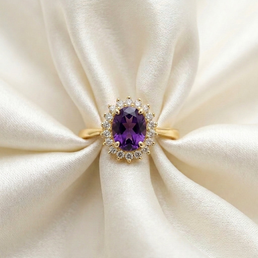 Natural Amethyst The Dahlia Ring in 925 Sterling Silver