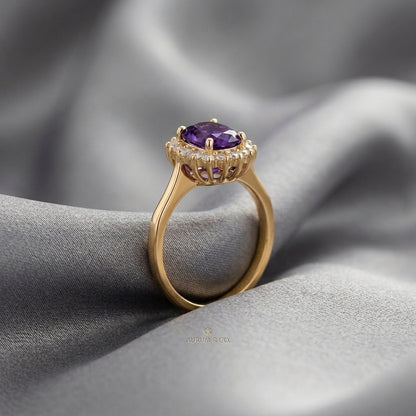 Natural Amethyst The Dahlia Ring in 925 Sterling Silver