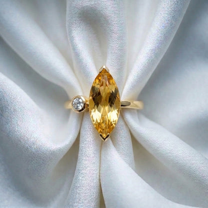 Natural Citrine Marquise Ring in 925 Sterling Silver