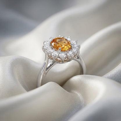 Natural Citrine Roselle Ring in 925 Sterling Silver