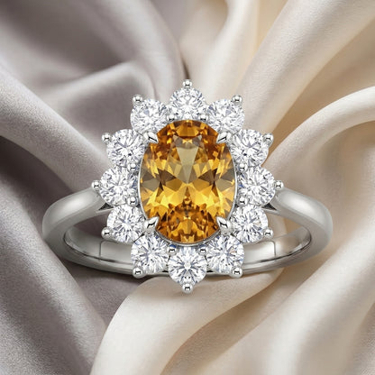 Natural Citrine Roselle Ring in 925 Sterling Silver