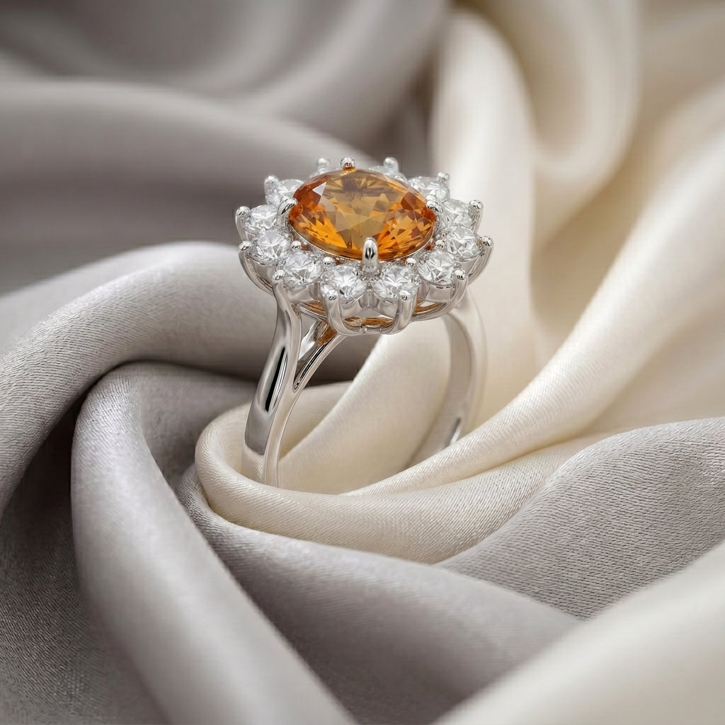 Natural Citrine Roselle Ring in 925 Sterling Silver