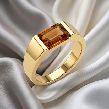 Natural Citrine Prestige Ring in 925 Sterling Silver