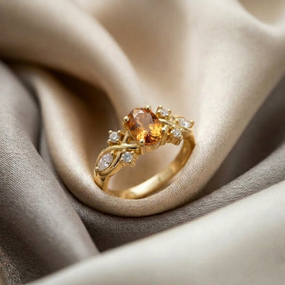 Natural Citrine The Willow Ring in 925 Sterling Silver