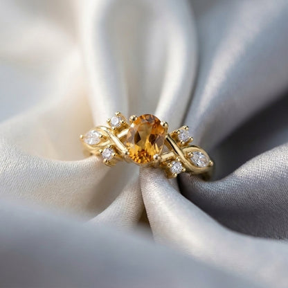 Natural Citrine The Willow Ring in 925 Sterling Silver