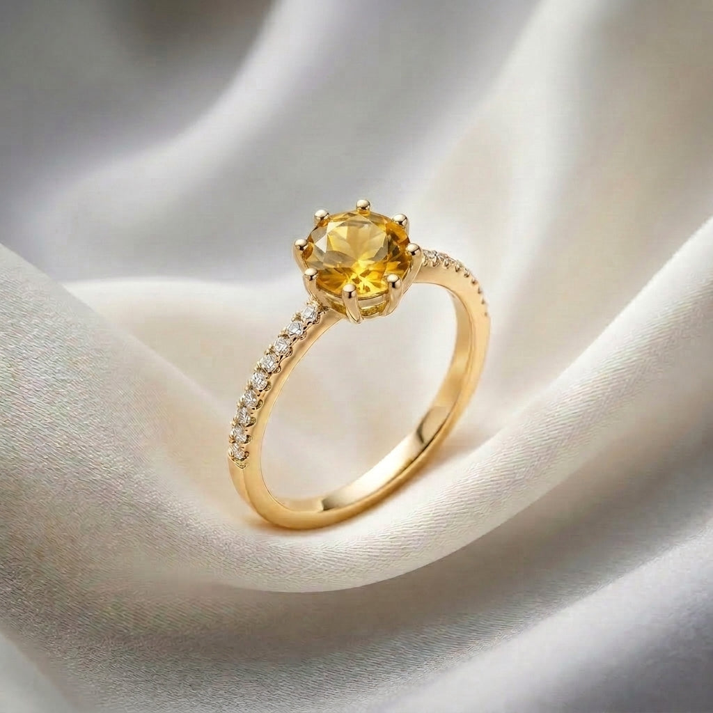Natural Citrine Serenity Ring in 925 Sterling Silver