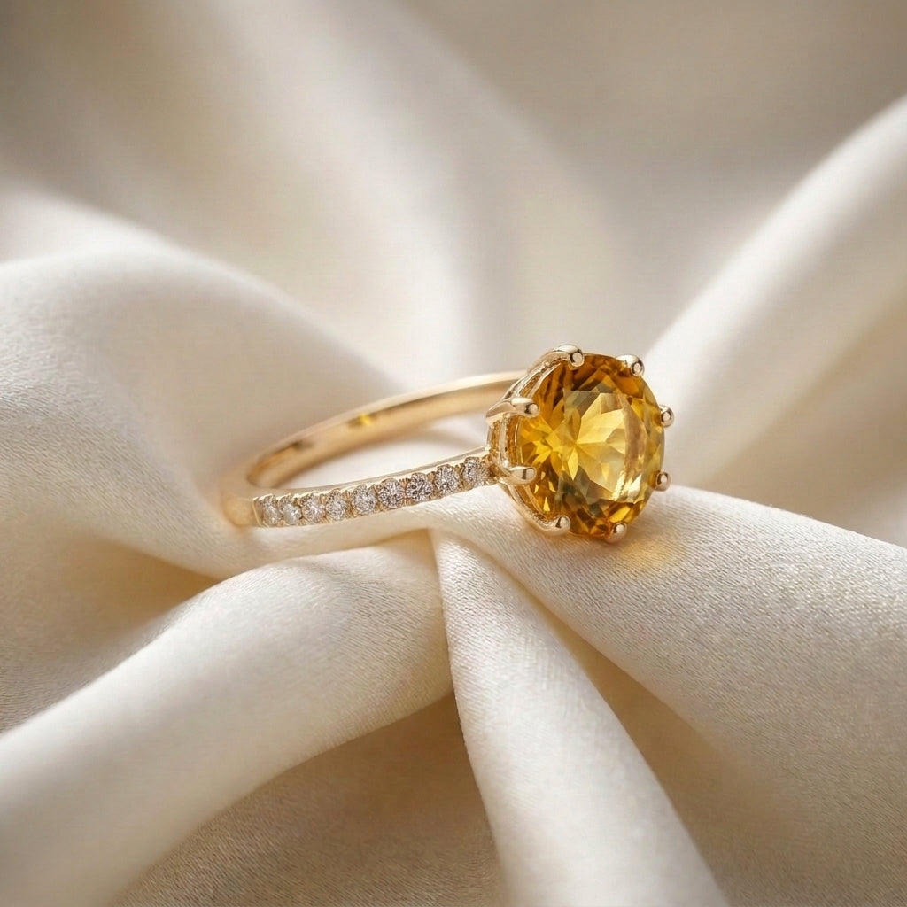 Natural Citrine Serenity Ring in 925 Sterling Silver