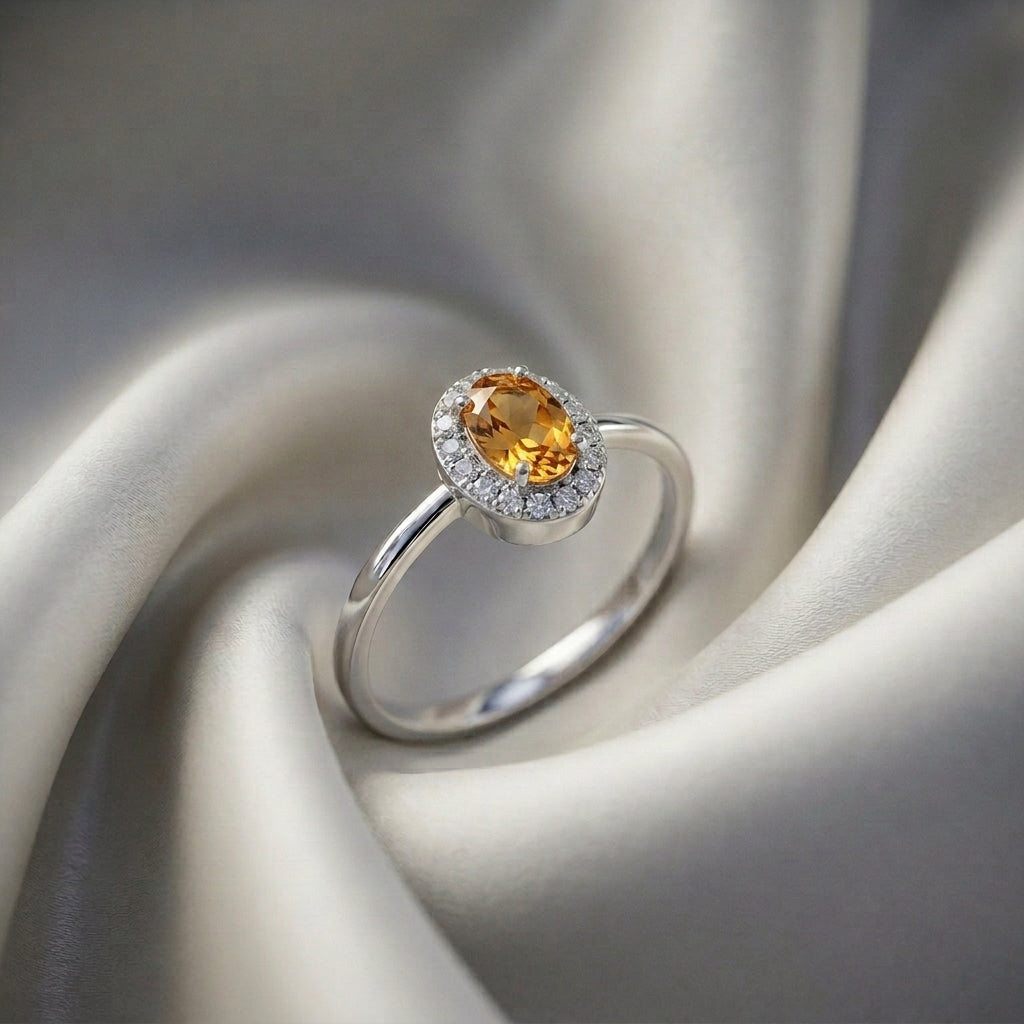 Natural Citrine Venus Ring in 925 Sterling Silver