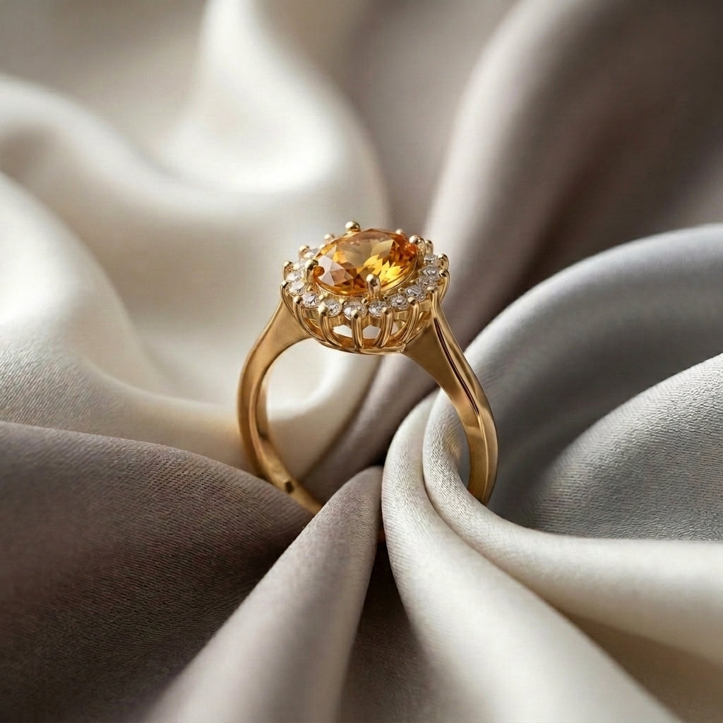 Natural Citrine The Dahlia Ring in 925 Sterling Silver