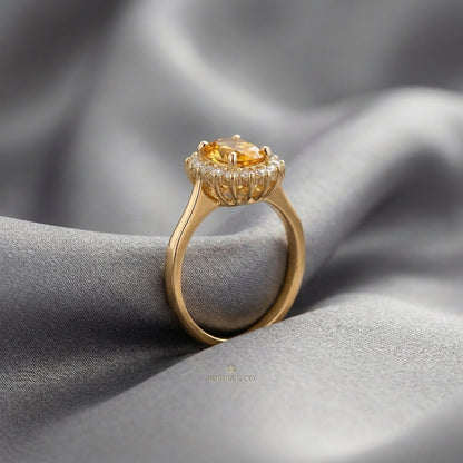 Natural Citrine The Dahlia Ring in 925 Sterling Silver