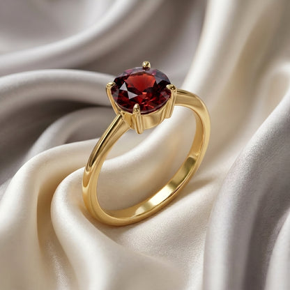 Natural Red Garnet The Ever Ring in 925 Sterling Silver