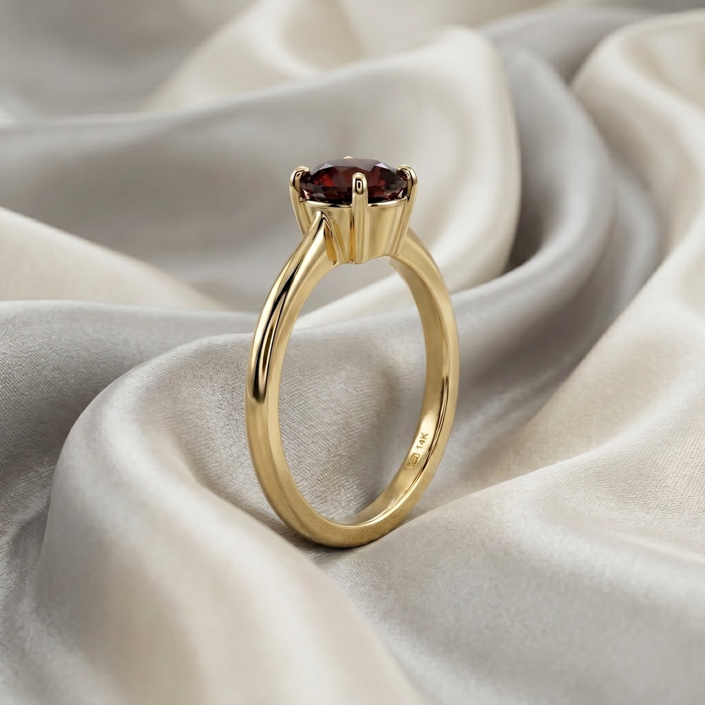 Natural Red Garnet The Ever Ring in 925 Sterling Silver