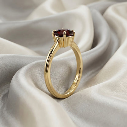Natural Red Garnet The Ever Ring in 925 Sterling Silver