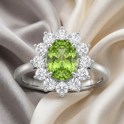 Natural Peridot Roselle Ring in 925 Sterling Silver