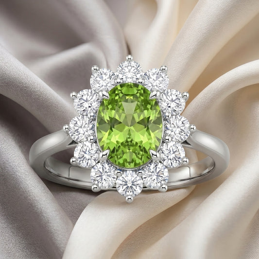 Natural Peridot Roselle Ring in 925 Sterling Silver