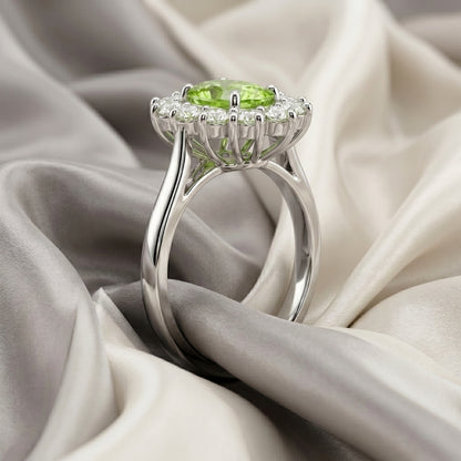 Natural Peridot Roselle Ring in 925 Sterling Silver