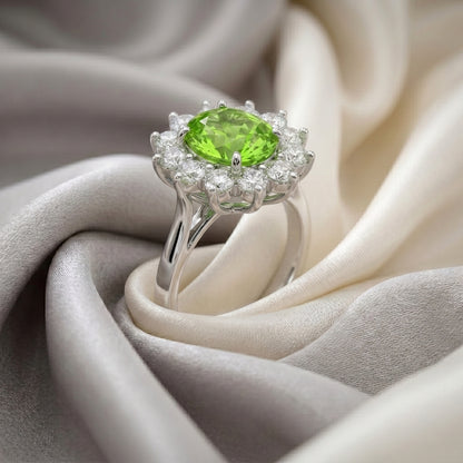 Natural Peridot Roselle Ring in 925 Sterling Silver