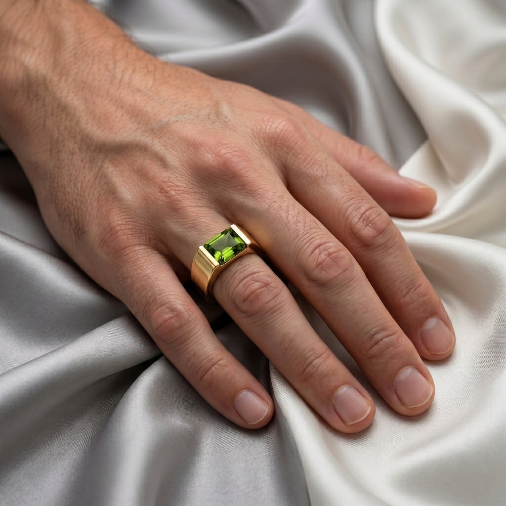 Natural Peridot Prestige Ring in 925 Sterling Silver