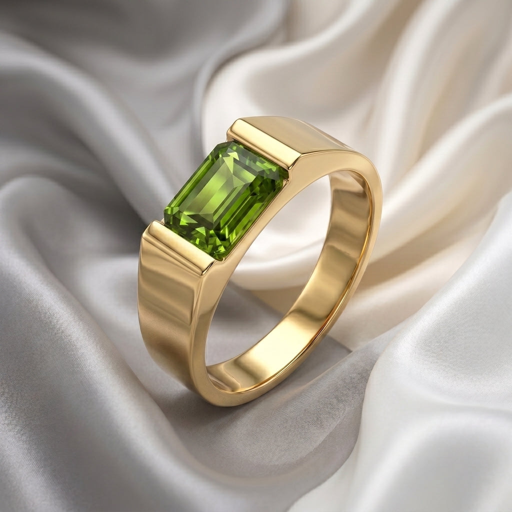 Natural Peridot Prestige Ring in 925 Sterling Silver