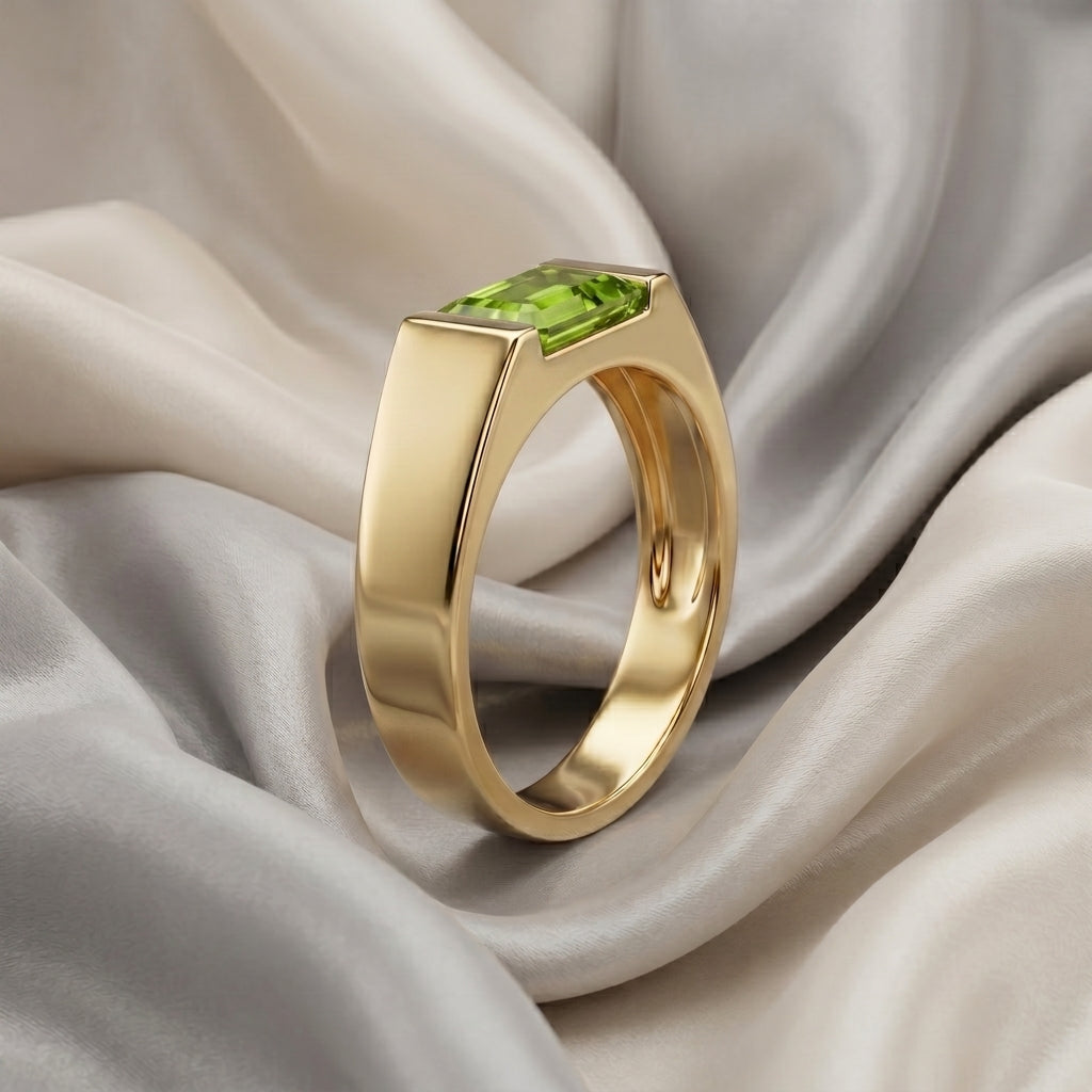 Natural Peridot Prestige Ring in 925 Sterling Silver