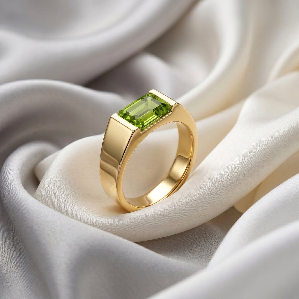 Natural Peridot Prestige Ring in 925 Sterling Silver