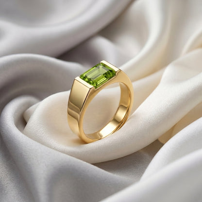 Natural Peridot Prestige Ring in 925 Sterling Silver