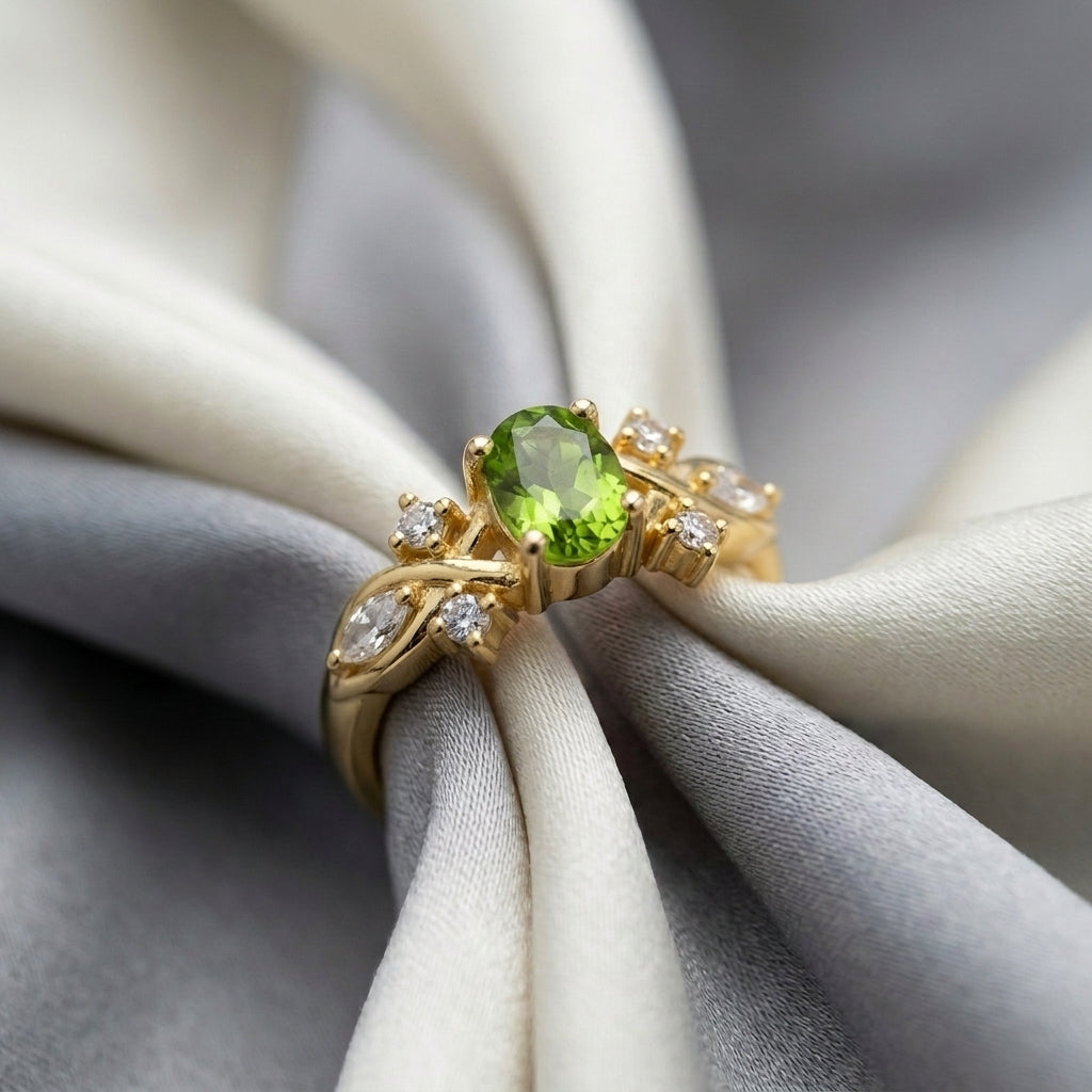 Natural Peridot The Willow Ring in 925 Sterling Silver