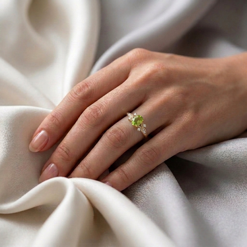 Natural Peridot The Willow Ring in 925 Sterling Silver
