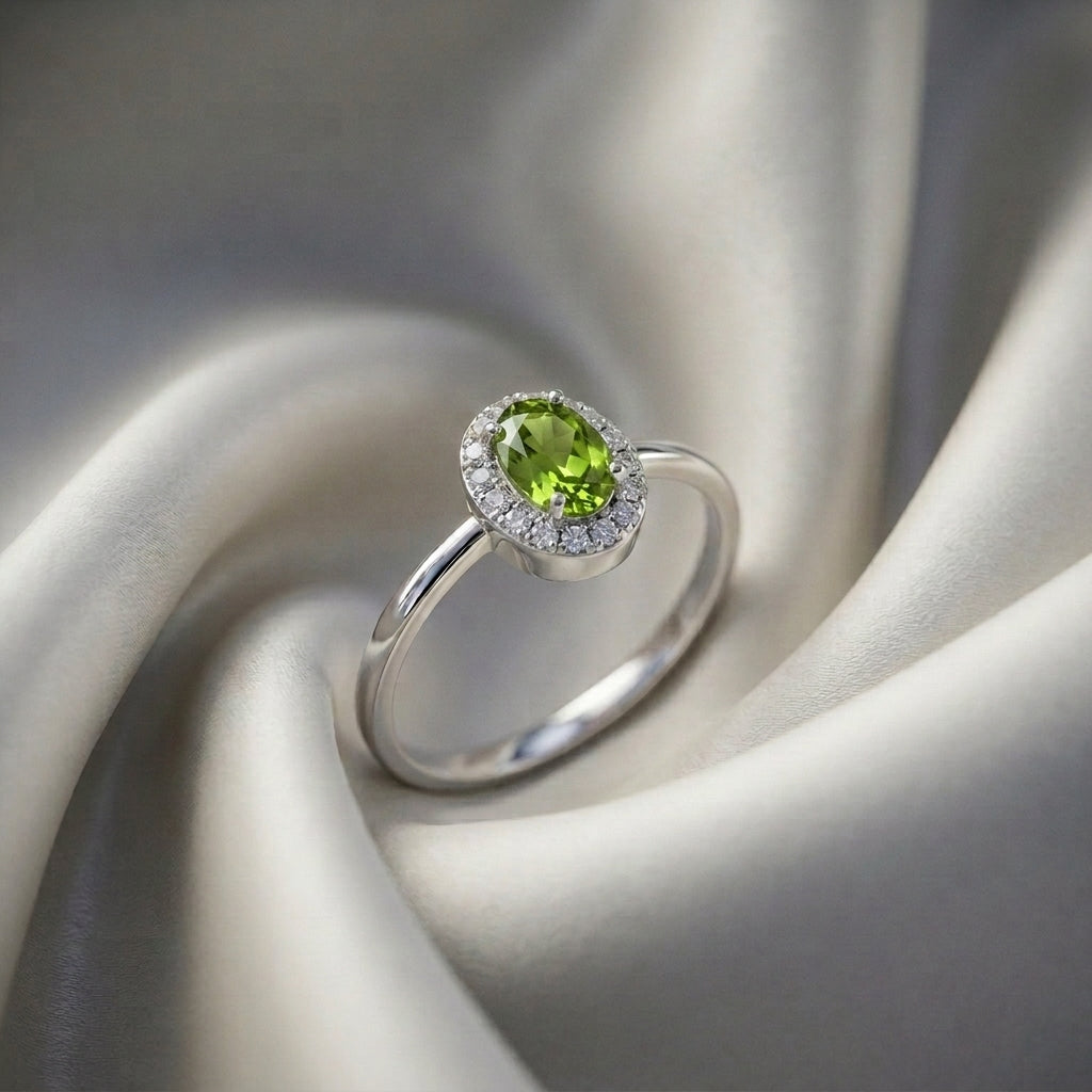 Natural Peridot Venus Ring in 925 Sterling Silver