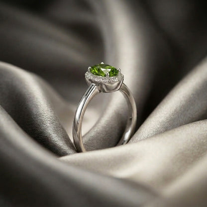 Natural Peridot Venus Ring in 925 Sterling Silver