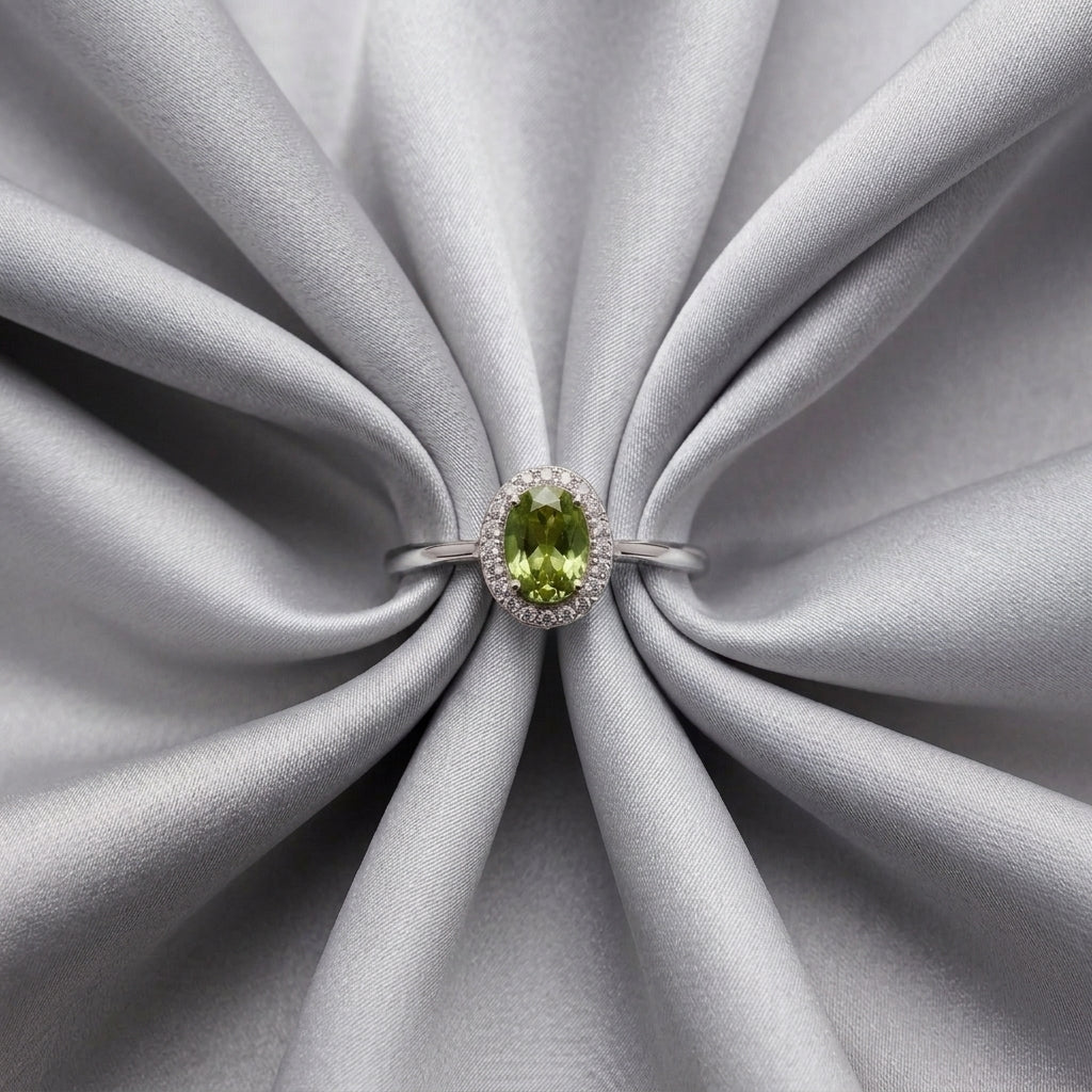 Natural Peridot Venus Ring in 925 Sterling Silver