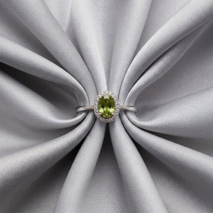 Natural Peridot Venus Ring in 925 Sterling Silver
