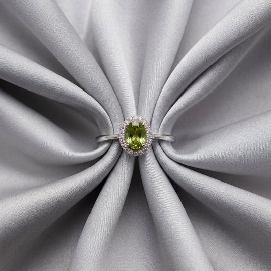Natural Peridot Venus Ring in 925 Sterling Silver