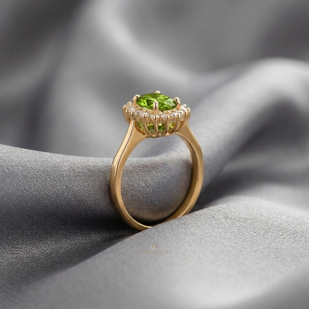 Natural Peridot The Dahlia Ring in 925 Sterling Silver