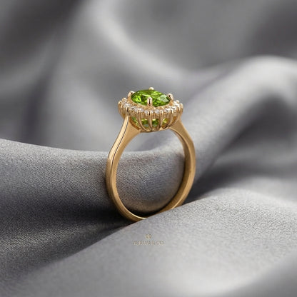 Natural Peridot The Dahlia Ring in 925 Sterling Silver