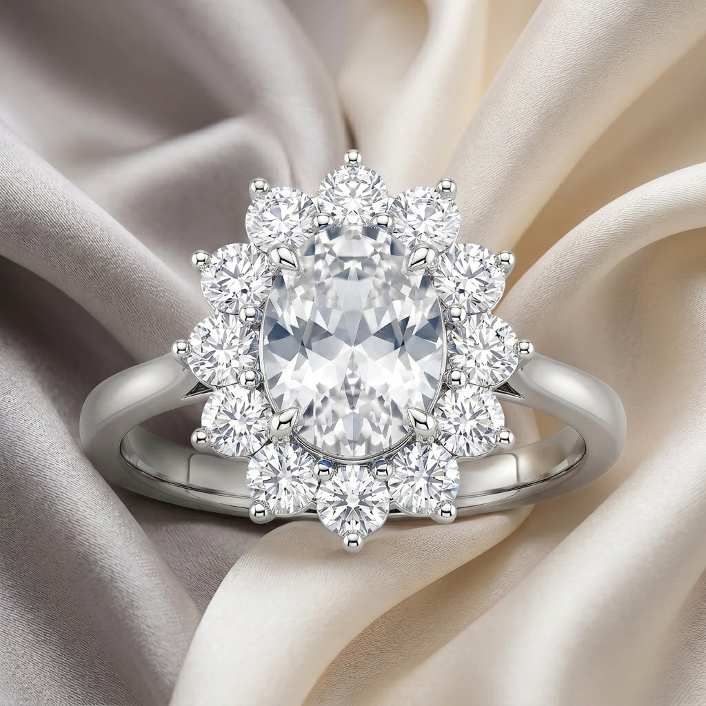Natural White Topaz Roselle Ring in 925 Sterling Silver