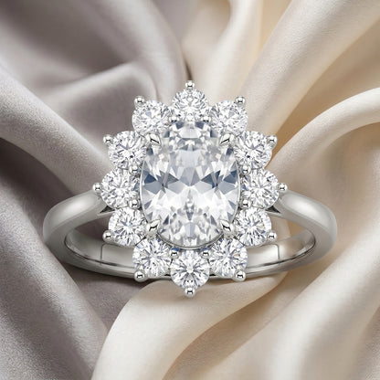 Natural White Topaz Roselle Ring in 925 Sterling Silver