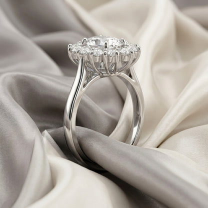 Natural White Topaz Roselle Ring in 925 Sterling Silver