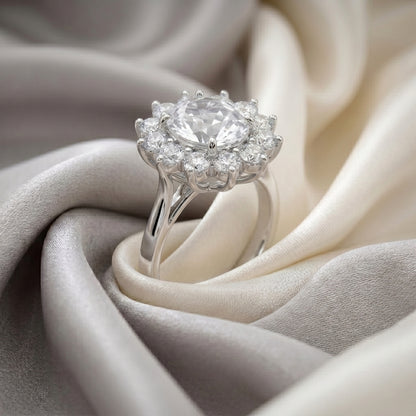 Natural White Topaz Roselle Ring in 925 Sterling Silver