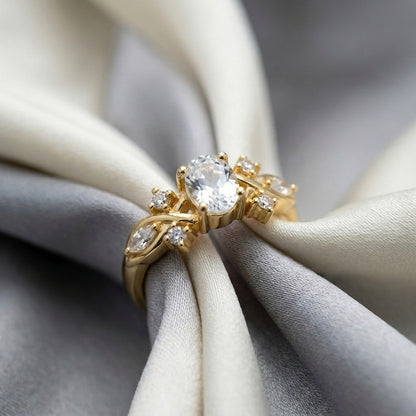 Natural White Topaz The Willow Ring in 925 Sterling Silver