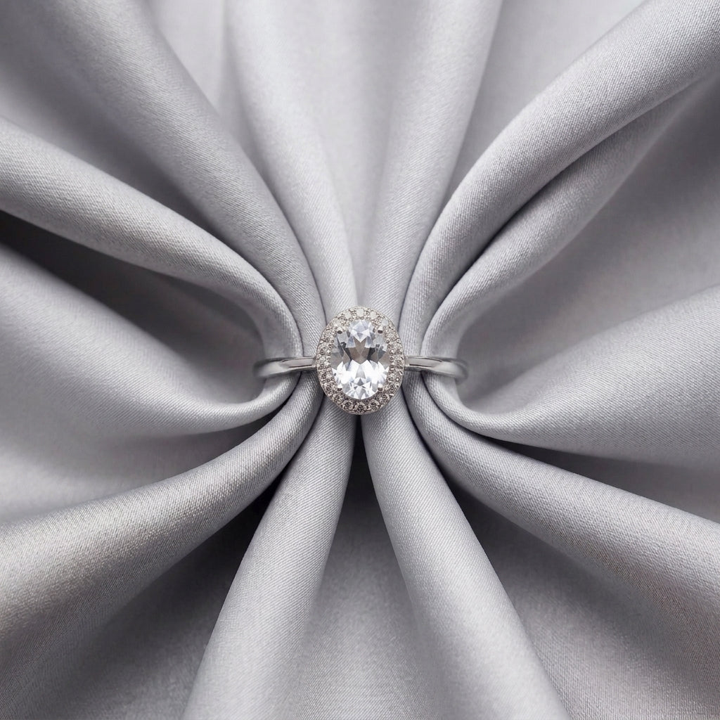 Natural White Topaz Venus Ring in 925 Sterling Silver