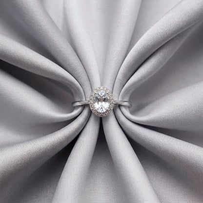 Natural White Topaz Venus Ring in 925 Sterling Silver