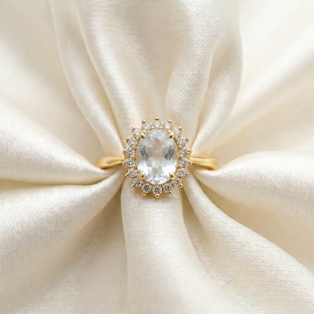 Natural White Topaz The Dahlia Ring in 925 Sterling Silver
