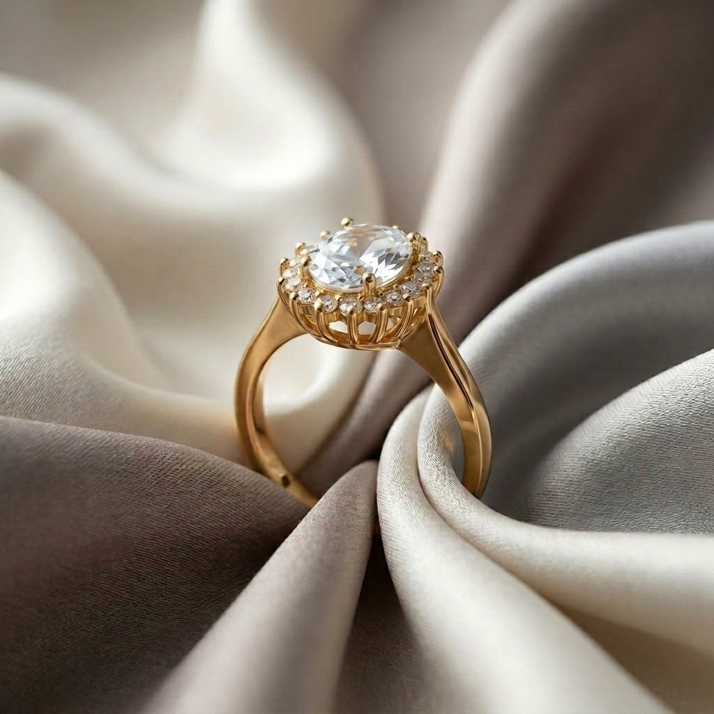 Natural White Topaz The Dahlia Ring in 925 Sterling Silver