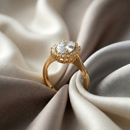Natural White Topaz The Dahlia Ring in 925 Sterling Silver
