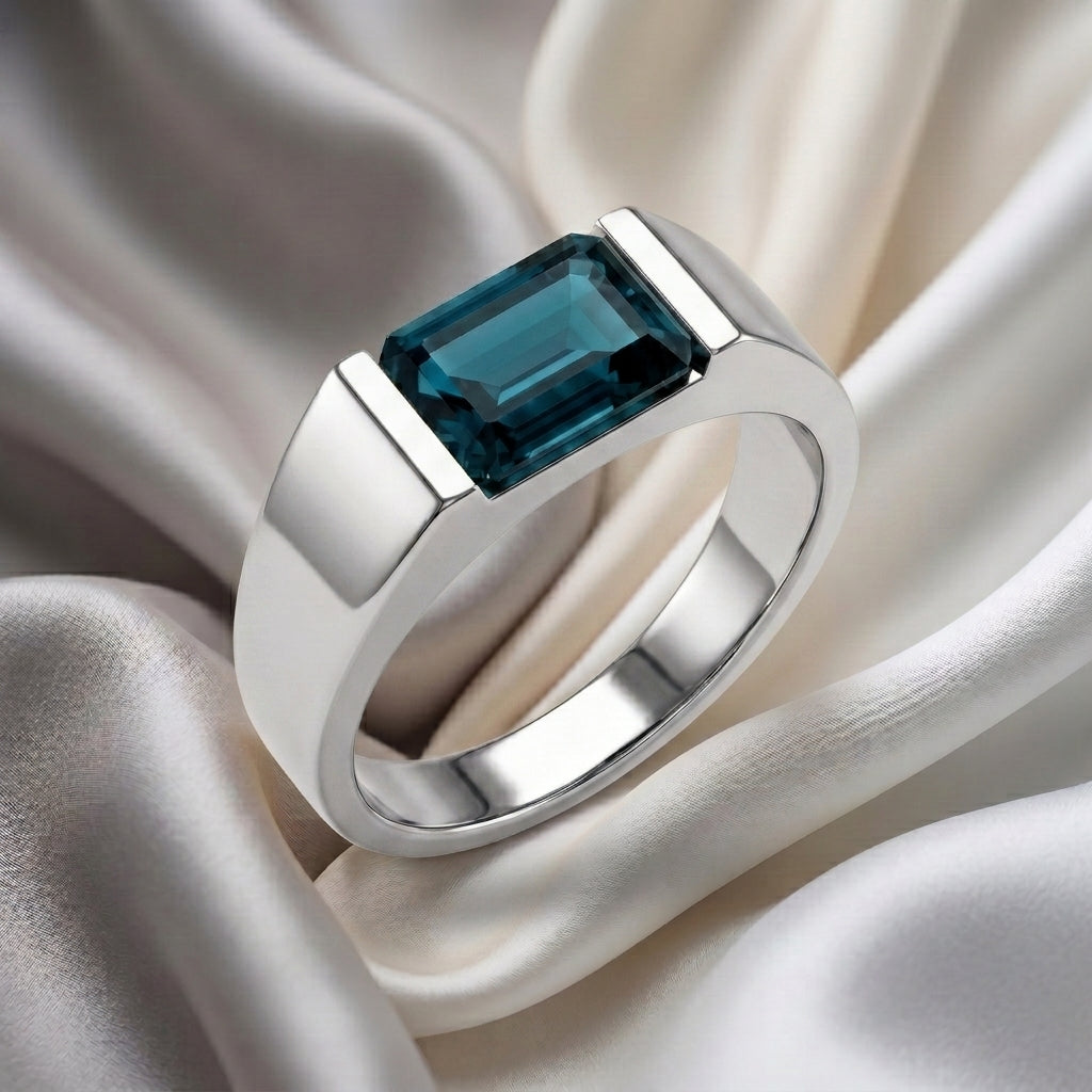 Natural London Blue Topaz Prestige Ring in 925 Sterling Silver