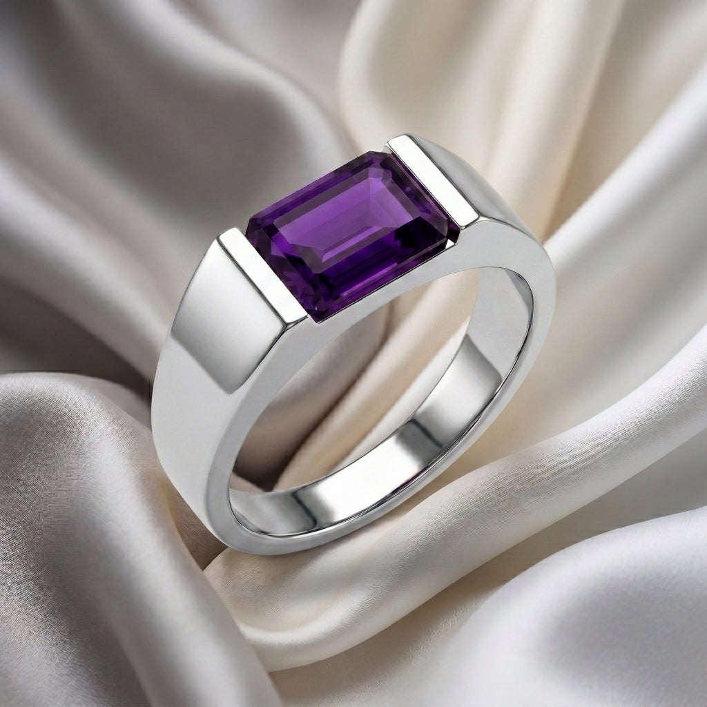 Natural Amethyst Prestige Ring in 925 Sterling Silver