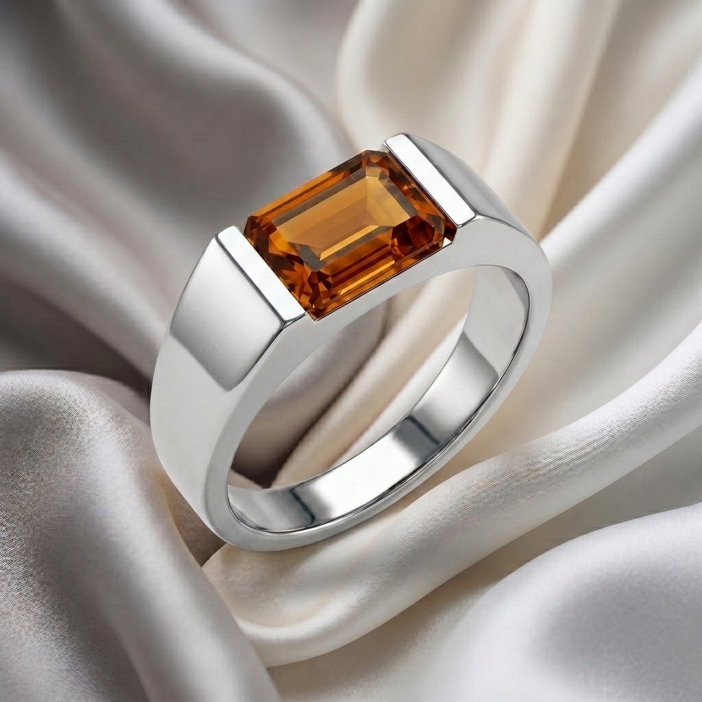 Natural Citrine Prestige Ring in 925 Sterling Silver