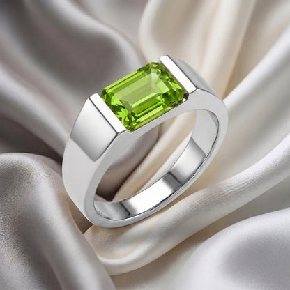 Natural Peridot Prestige Ring in 925 Sterling Silver