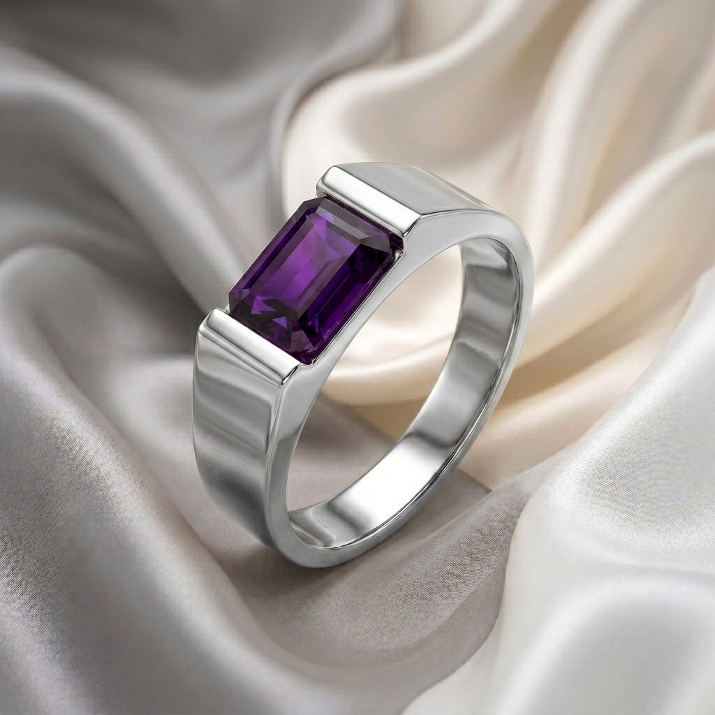 Natural Amethyst Prestige Ring in 925 Sterling Silver